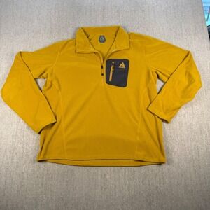 First Ascent Fleece Pullover Men XL Yellow Quarter Zip Chest Pocket